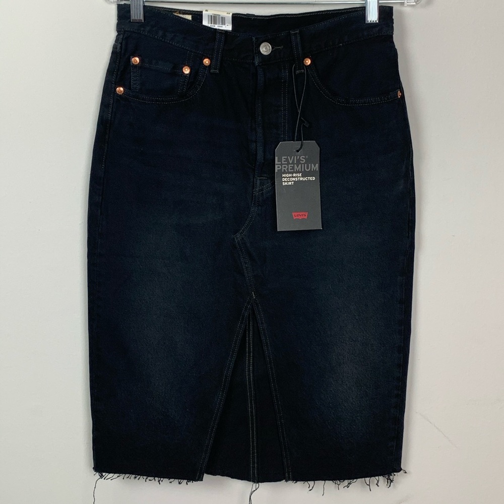 Levi’s Deconstructed Black Midi Skirt Size 28 - Picture 3 of 6